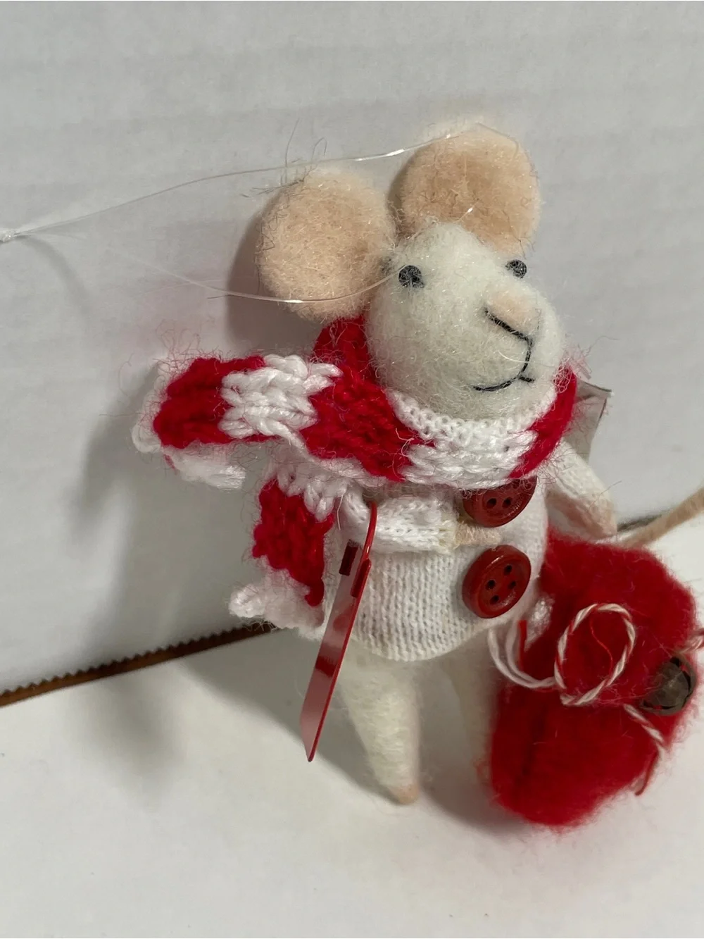 Primitives By Kathy Felt Mouse Ornament “Joy To The World” Sign, Scarf, Sweater
